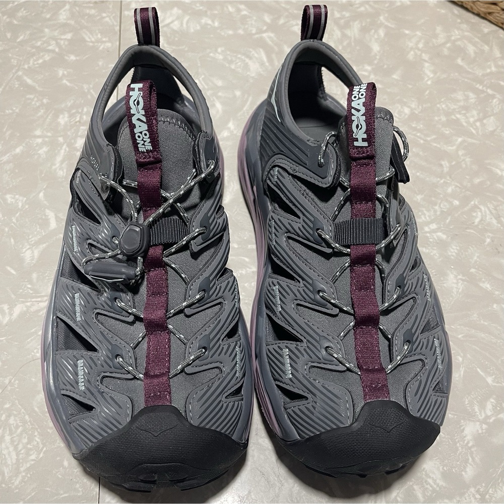 Hoka Hopara Hiking Trail Sandals Women's Size 8 Castlerock Elderberry Gray